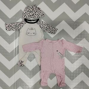 First Impressions | 2 newborn baby girl polka dots and cheetah outfits
